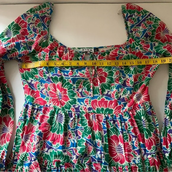 Rixo London Roxy Hibiscus Floral Long Sleeve Cotton Mini Dress, Medium - Picture 12 of 16